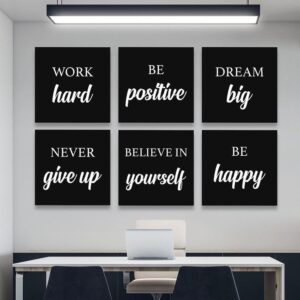 Set of 6 black motivational  wall art