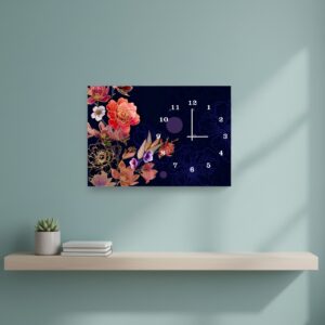 Floral Blue Wall Clock