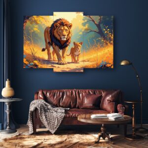 Set of 3 Wild Lion Wall Art