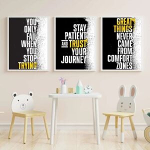 Set of 3 White Motivational Wall Art