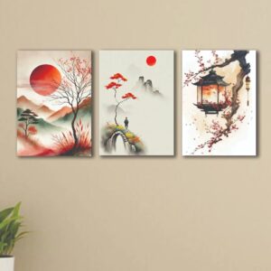 Set of 3 Japanese Nature Wall Art