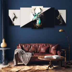 Geometric Crystal Stag (5-Panel Wall Art)