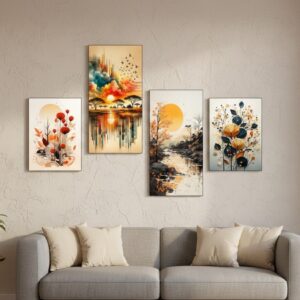 Golden Horizon" Abstract Nature Set