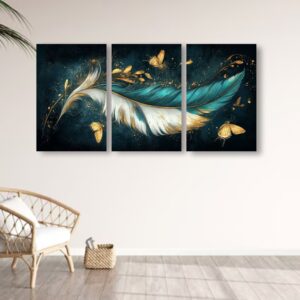 Set of 3 Feather Abstract Wall Art