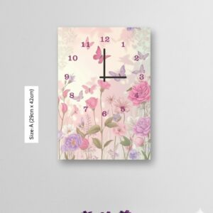 Pink White Floral Clock
